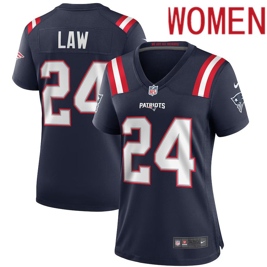 Women New England Patriots 24 Ty Law Nike Navy Game Retired Player NFL Jersey